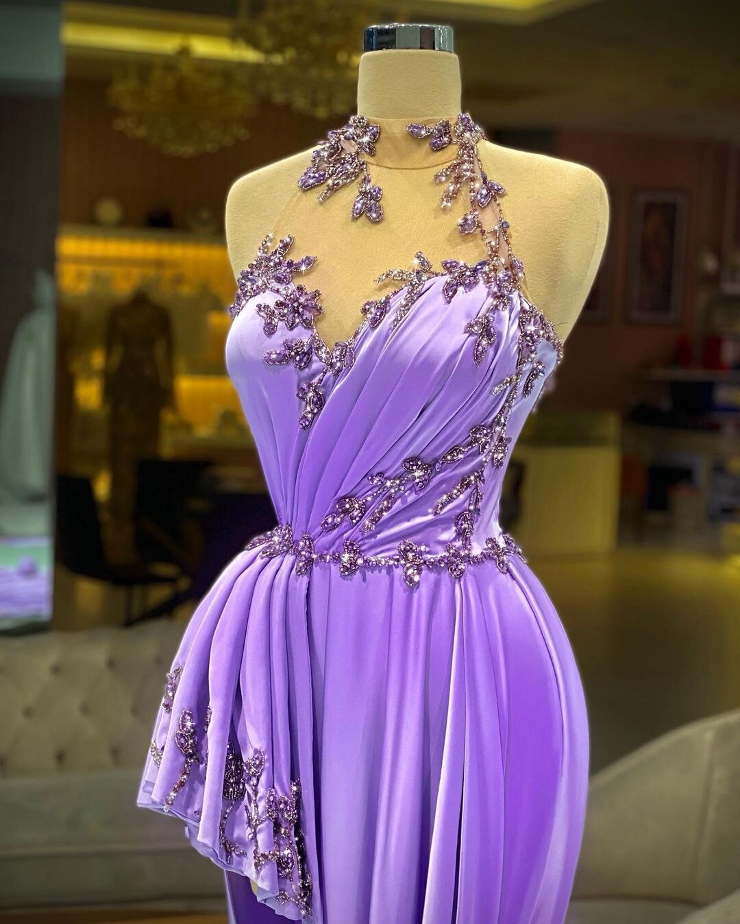 Purple Evening Gown Appliques Prom Dresses C571
