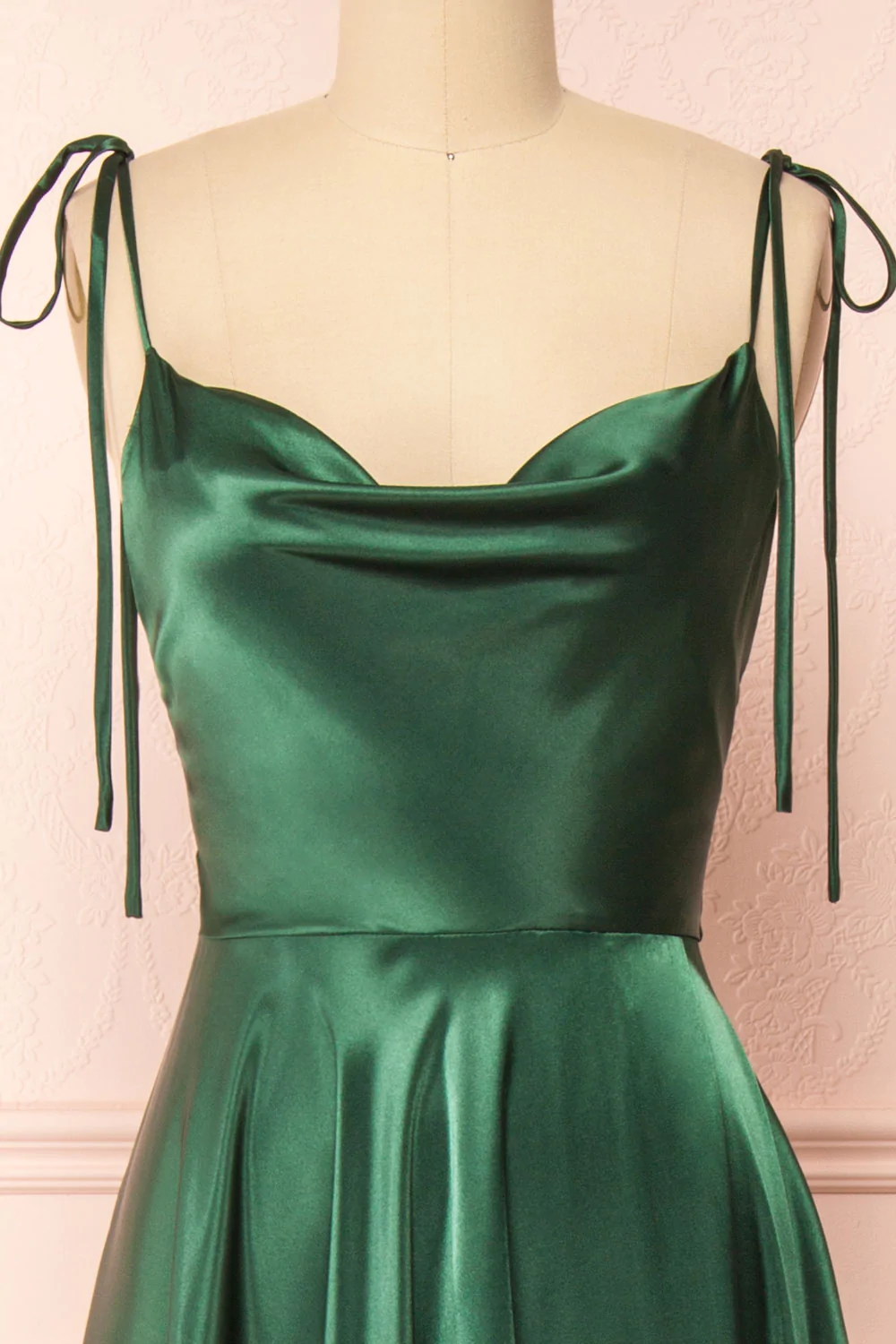 Green Cowl Neck Satin Simple Prom Dress cc414