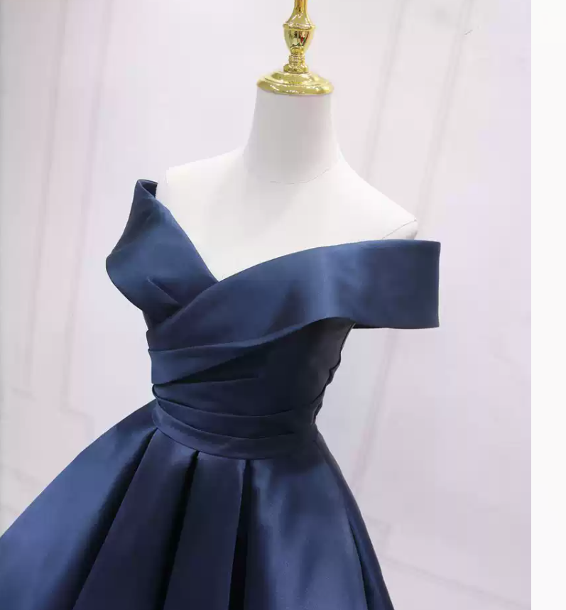 Simple Navy Blue Short Homecoming Dress Ruffle Mini Party Gowns Custom Made Women Party Gowns ,Short Graduation Dress C665