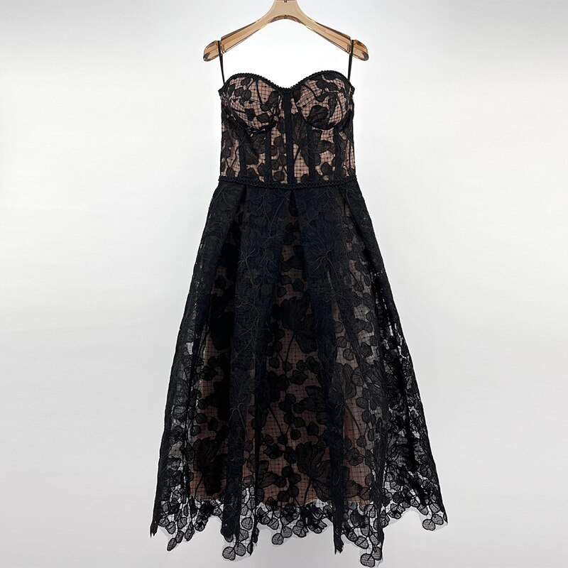 Sexy Strapless Chest Wrap Dress Women's Dress Elegant Embroidered Party Dress cc21