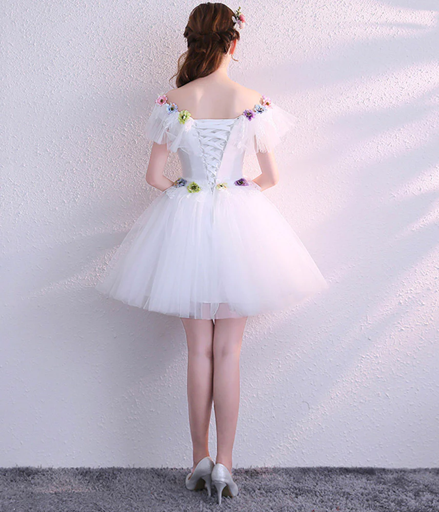 cute tulle lace short homecoming dress lace-up back party dress c2699