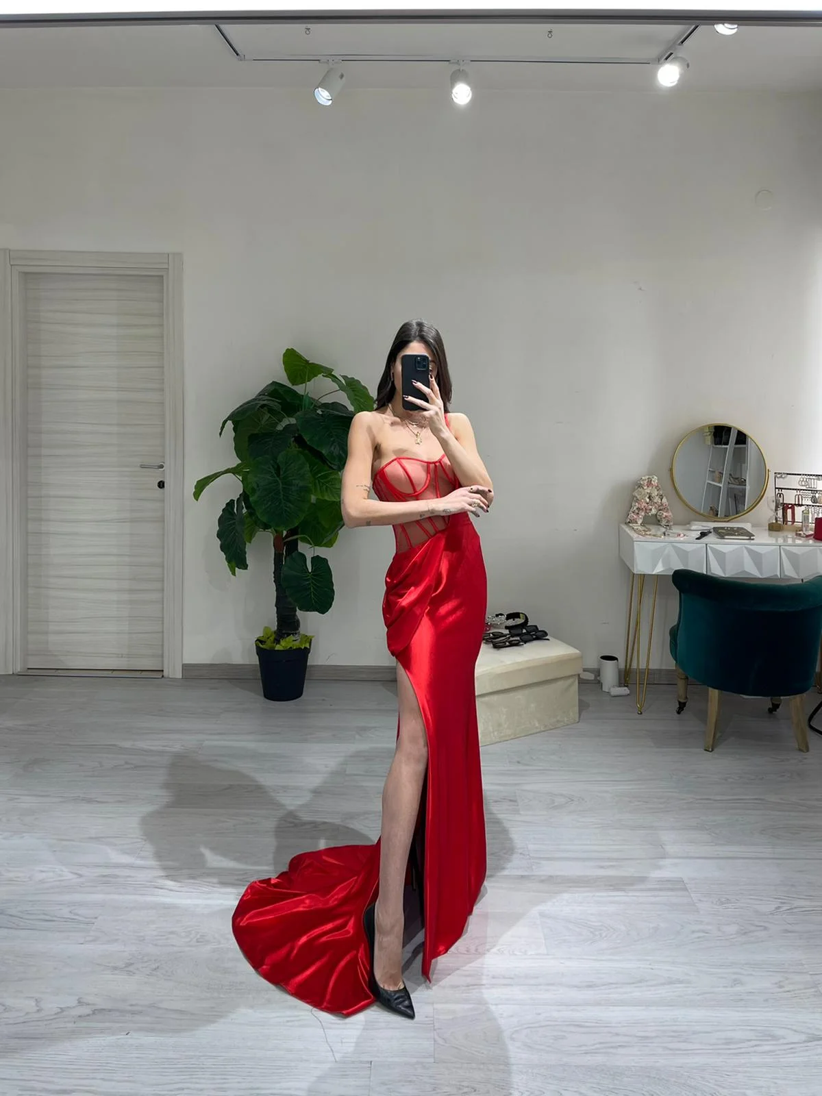 Sexy Mermaid Prom Dress With Split See-through Evening Dress C2104