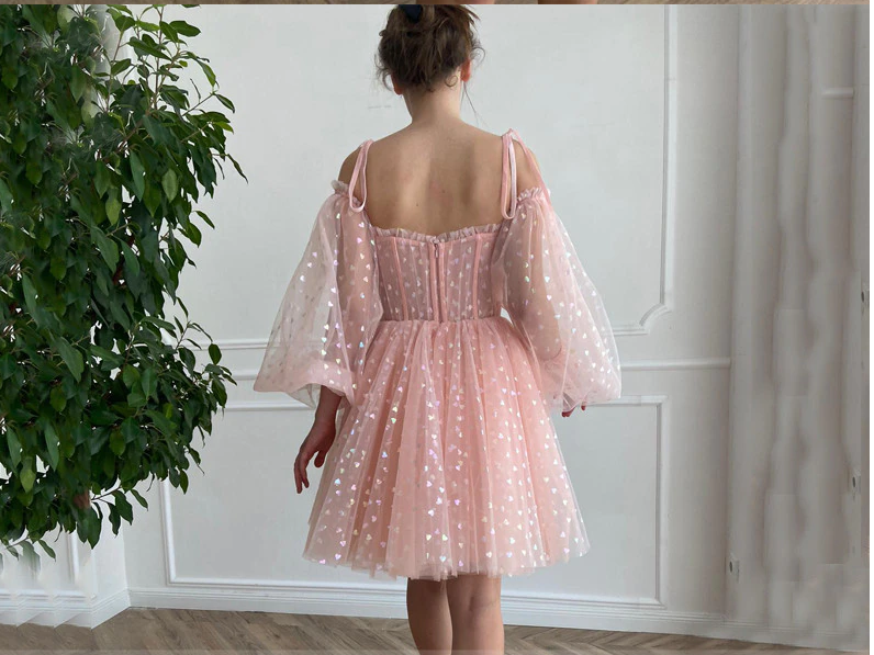 pink homecoming dresses tulle sweetheart Homecoming Dress c2586