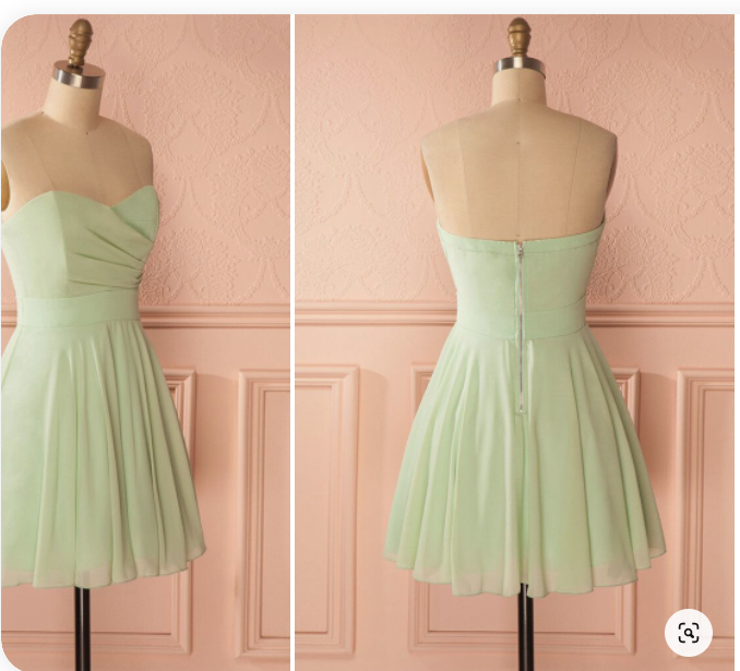 Sage Green Strapless Short A-line Party Dress c2663