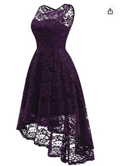 Women's Vintage Floral Lace Sleeveless Hi-Lo Cocktail Formal Swing Dress Party Dress c2682