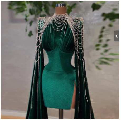Unique Green Short Party Dress Chic Sleeves Homecocoming Dress C2028