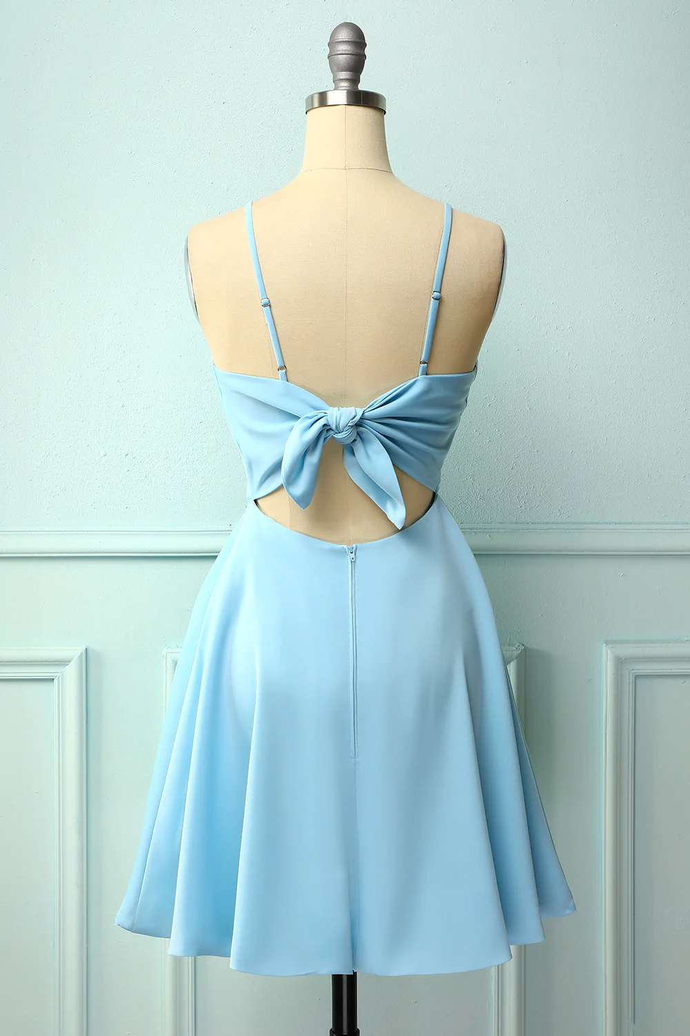 Blue Open Back Cocktail Dress, Short Homecoming Dress C1082