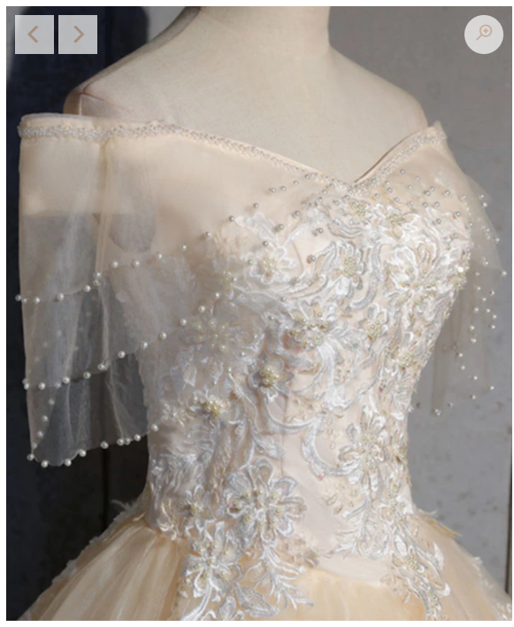 Champagne tulle lace long prom dress, champagne tulle evening dress C1838