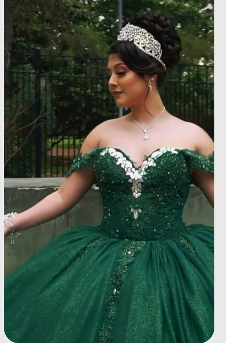 Green Off the Shoulder Quinceañera Dress Sweet 16 Dress Lace-up Ball Gown c3467