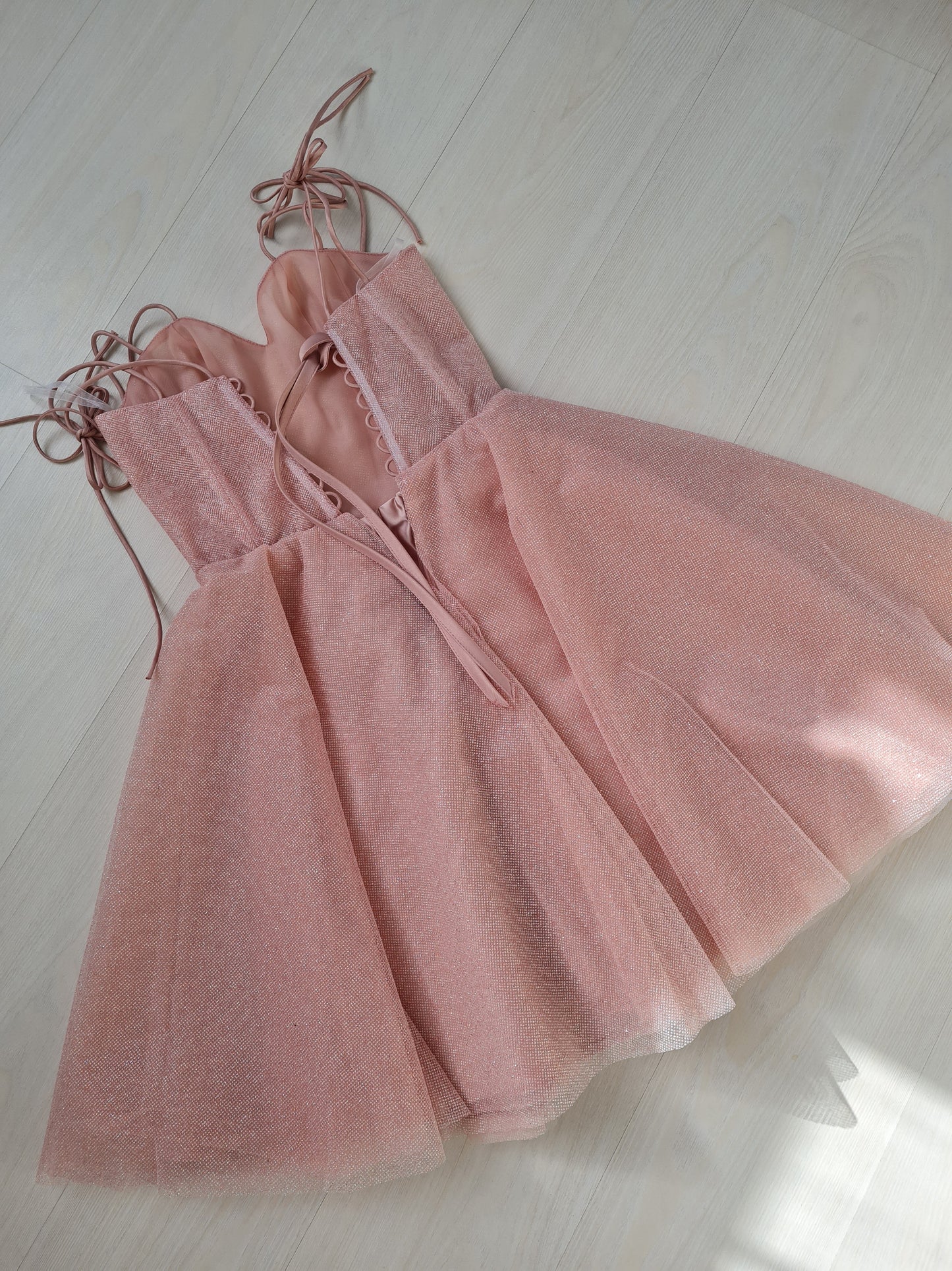 short evening dress with lantern sleeves, graduation dress sparkly homecoming dress c2591