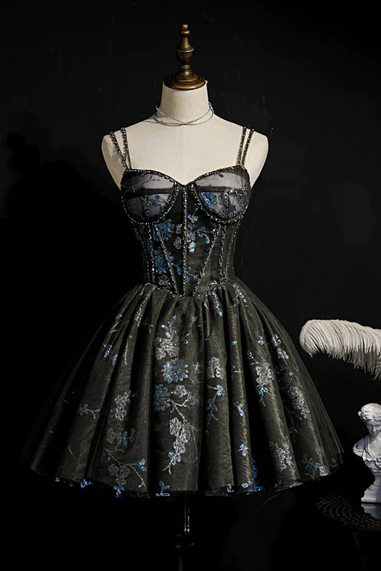 Gorgeous Sparkly Spaghetti Straps Short Homecoming Dress, Short Prom Gown c2714