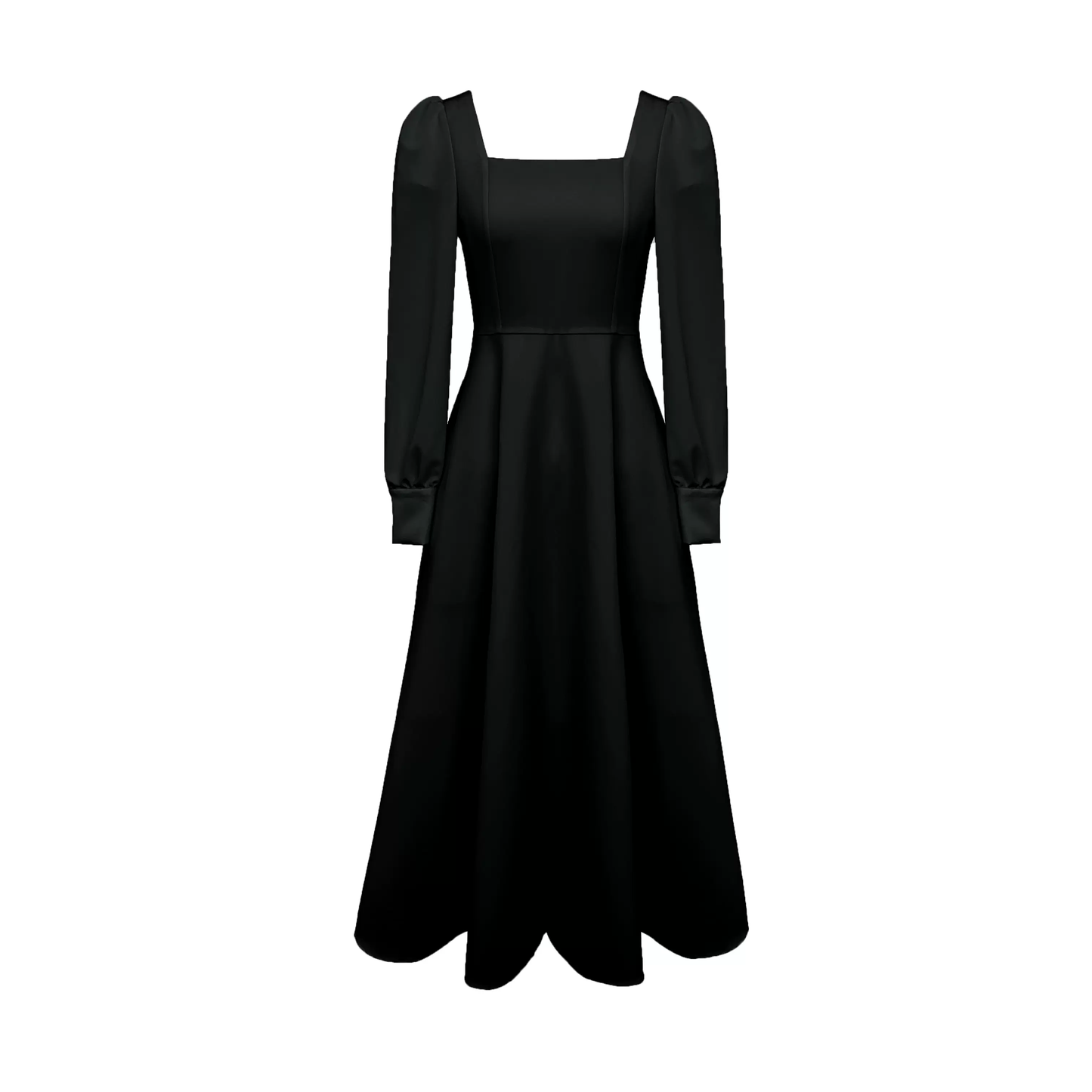 Gentle style Hepburn square neck little black dress Simple Prom Dress Party Dress With Long Sleeves C1557