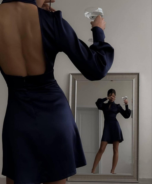 Elegant Simeple Prom Dress With Long Sleeves  Above Kneen Length Homecoming Dress c2499