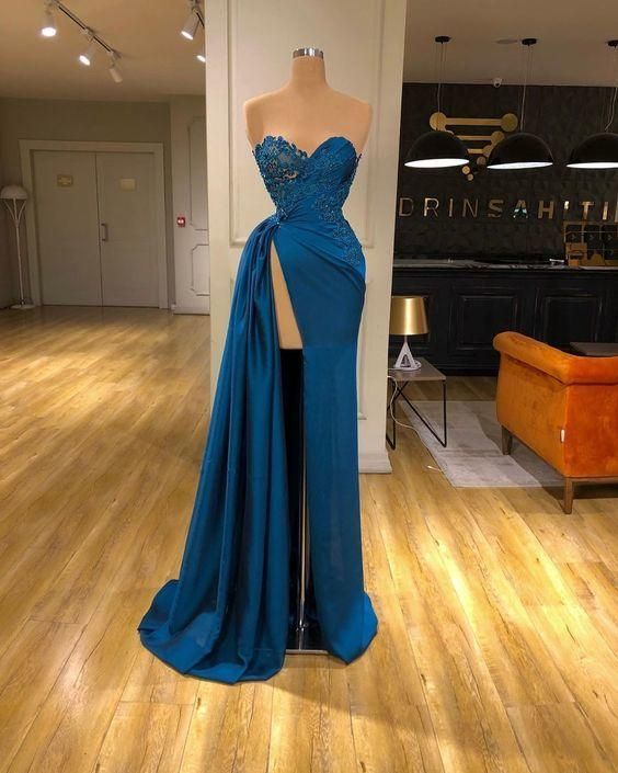 Satin Strapless Long Simple Prom Dress, Evening Dress C568