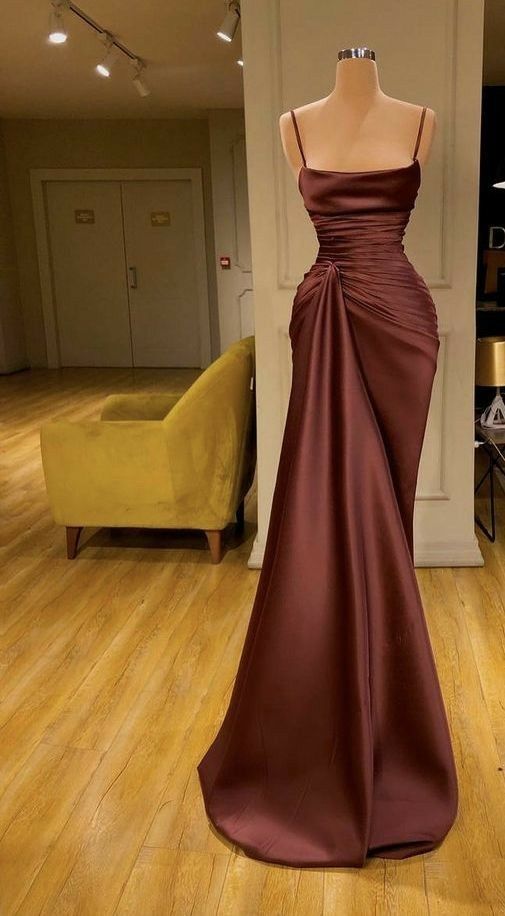 Spaghetti Straps Column/Sheath Long Evening Dress Charming Evening Dress cc194
