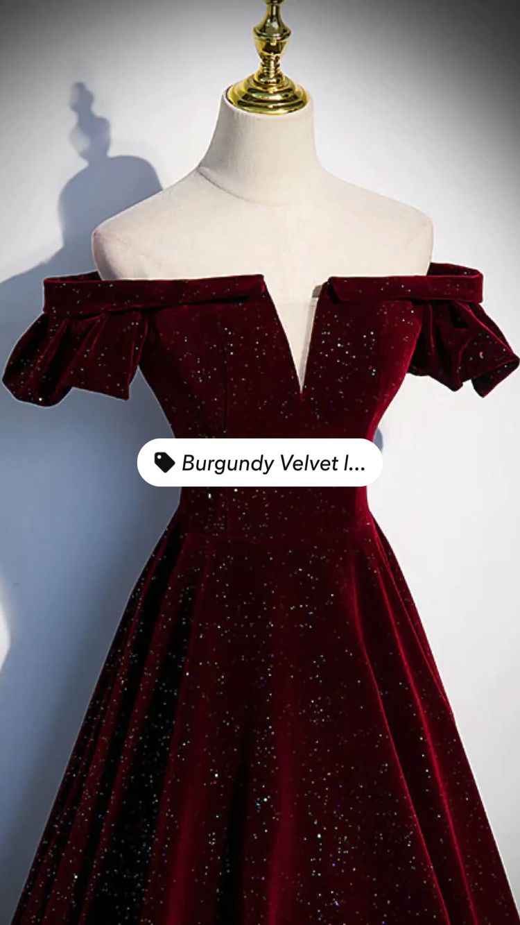 Burgundy Velvet V Neck Long Prom Dress Classy Evening Dress cc261