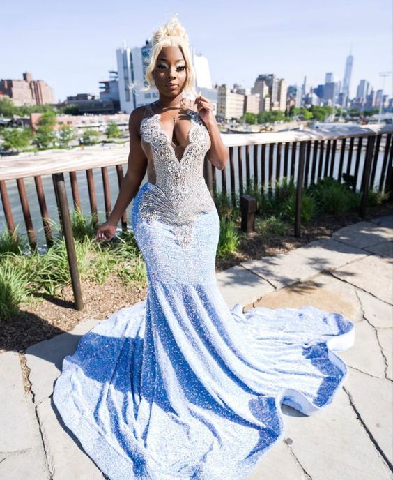 Sexy black girl prom dress,sexy mermaid evening dress cc230