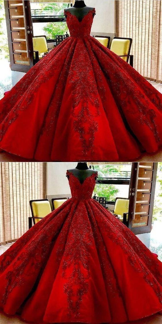 A-line Lace Embroidery Ball Gown Luxurious Ball Gown cc227
