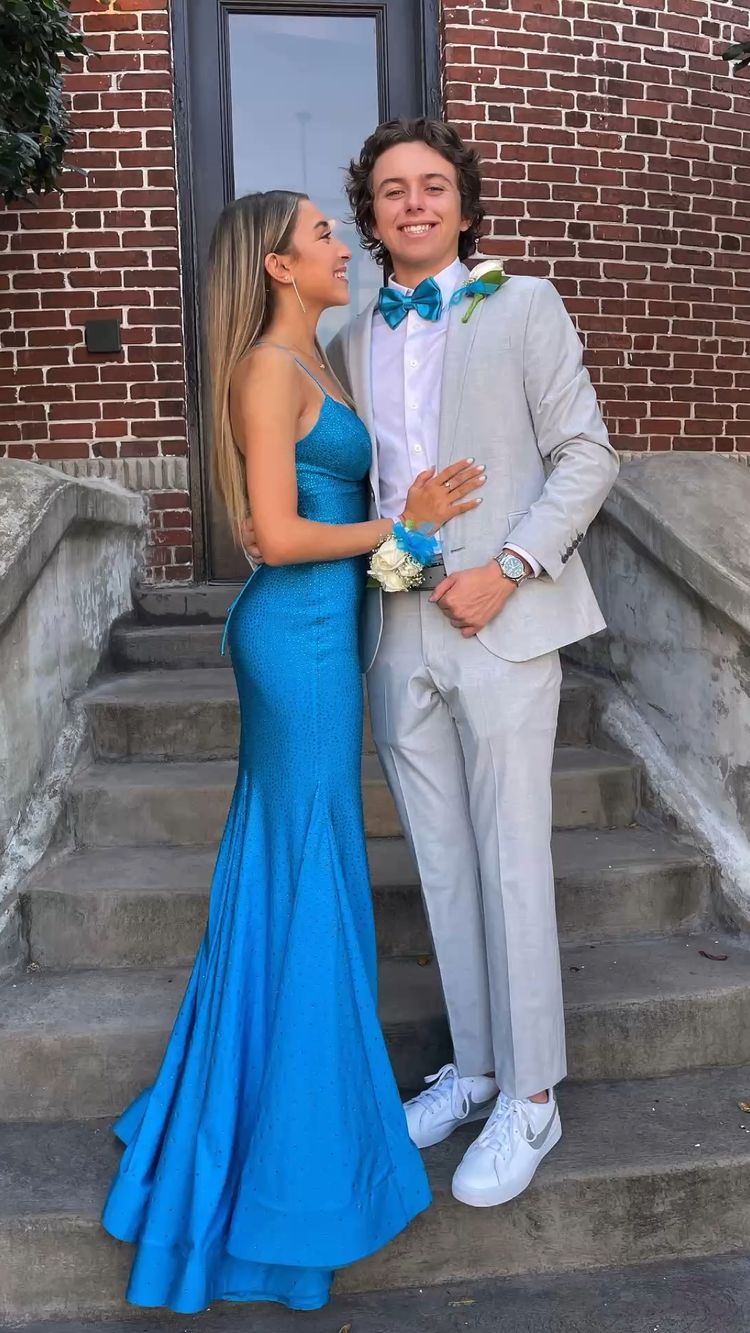 Blue Mermaid V Neck Satin Beaded Prom Dress Spaghetti Straps Formal Dress Classy Evening Dress cc233