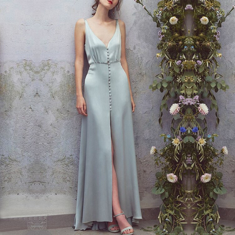 A-line Simple Long Prom Dress Sleeveless Party Dress c3400