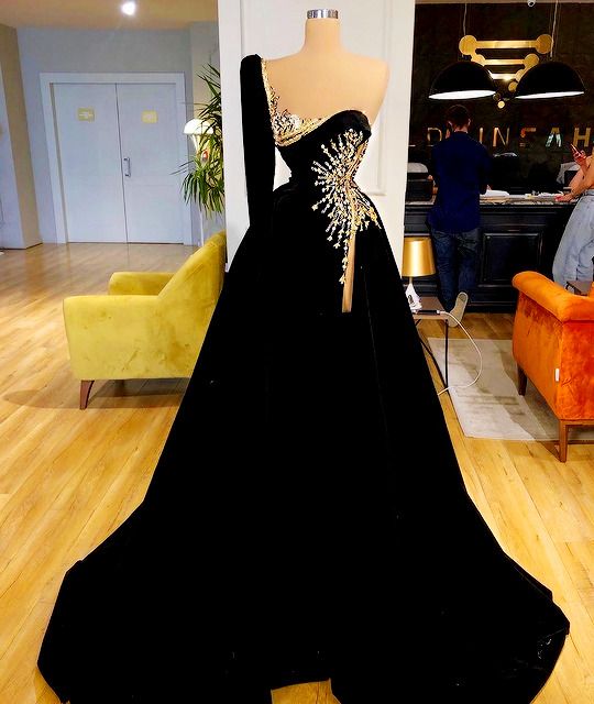 Black Velvet Crystal One Shoulder Evening Dress Pageant Celebrity Dress cc89