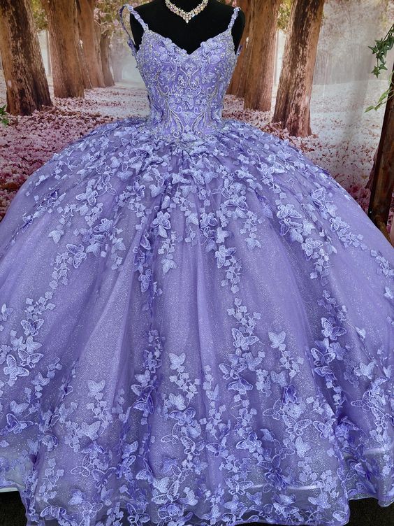 Purple princess ball gown quinceanera dress sweet 16 dress butterflies CherryPromDress Purple princess ball gown quinceanera dress sweet 16 dress butterflies CherryPromDress