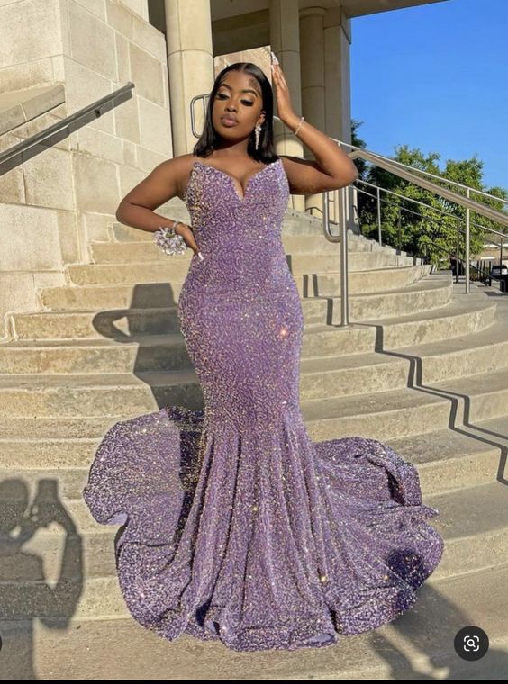 Sparkly Mermaid Long Prom Dress Sequins Evening Dress  cc379