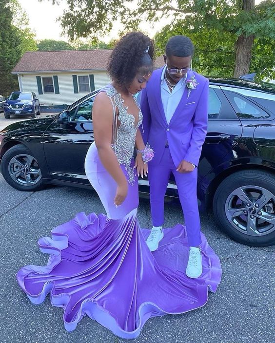 Purple Velvet Mermaid Long Prom Dress For Girls Charming Evening Dress cc390 Purple Velvet Mermaid Long Prom Dress For Girls Charming Evening Dress cc390