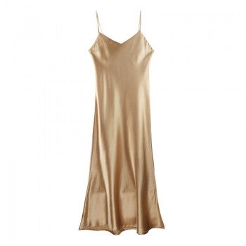 Women Long Satin Slip Dress Spaghetti Strap Party Dress Vintage Silk Sexy Prom Dress c2491