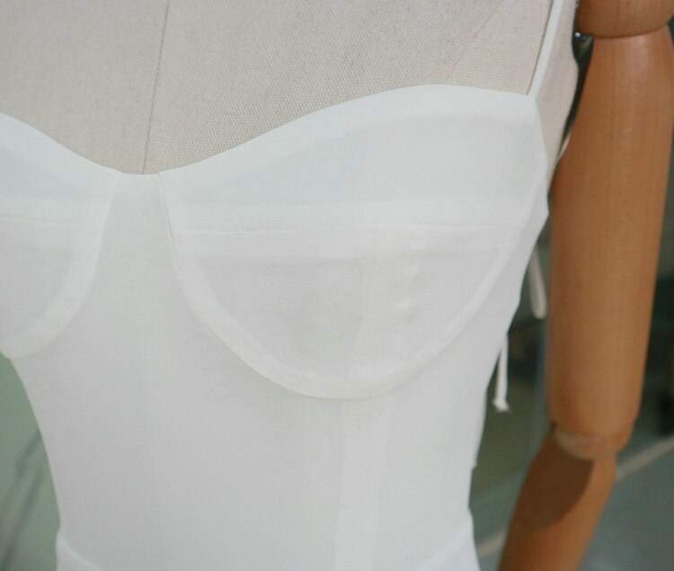 Spaghetti Straps White Hight Split Prom Dress c2584