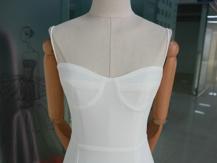 Spaghetti Straps White Hight Split Prom Dress c2584