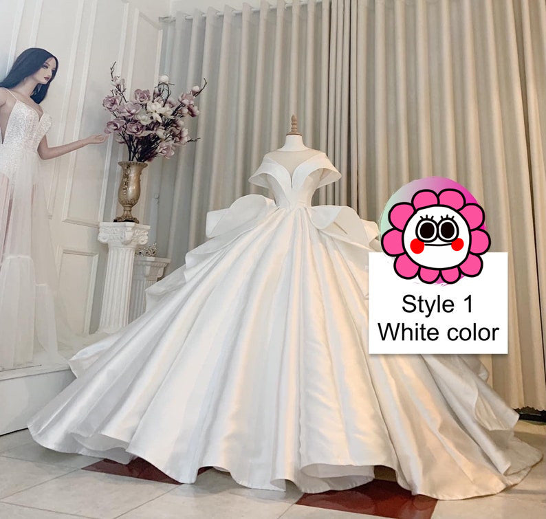 Charming red or white princess V neck satin ball gown wedding dress - various styles C2154