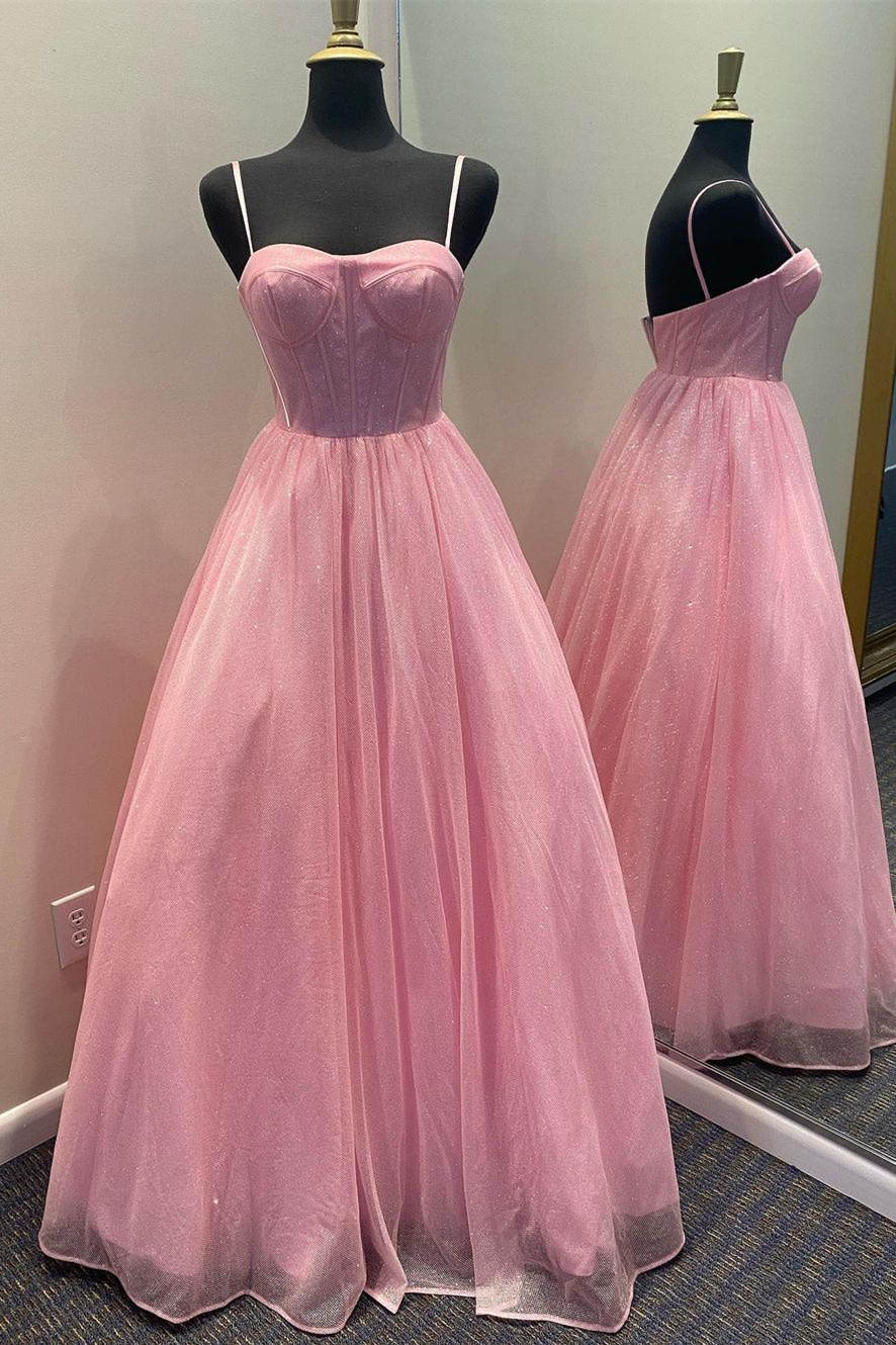 A-Line Lavender/Light Blue/Pink Straps Long Formal Dress Charming Prom Dress C2271