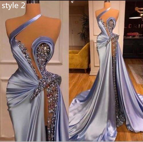 beaded evening dresses, crystals mermaid modest luxury elegant sexy formal evening gown C1230