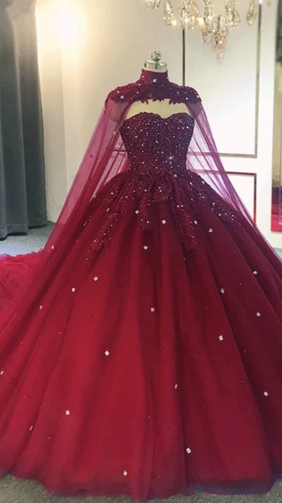 Sweetheart Ball Gown Wedding Dress With Cape C1491