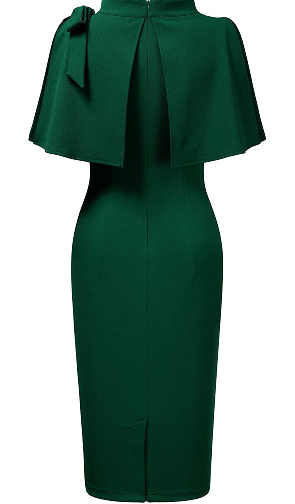 1940’s Style Half Collar Batwing Cape Dress Green Party Dress C2226