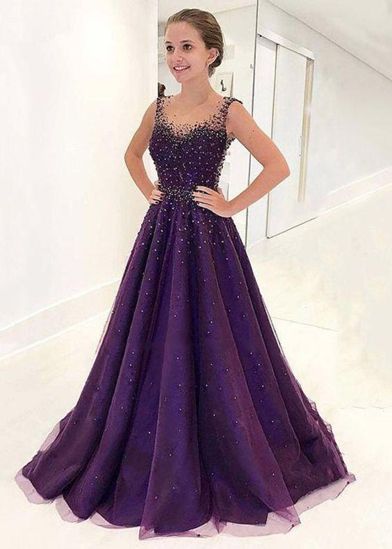 Purple Prom Dress ,Evening Dress ,Winter Formal Dress, Pageant Dance Dresses, Graduation School Party Gown C1741