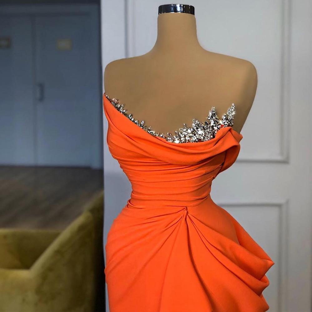 Sheath Evening Dress Orange Party Dress Mermaid Formal Dress C2141