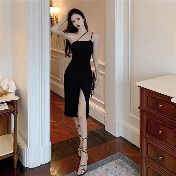 Black Kneen Length Party Dress ,Chic Homecoming Dress C2114