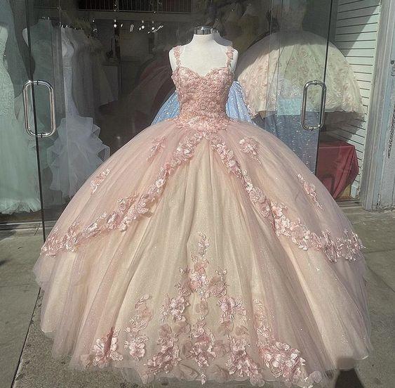Baby pink quinceanera dress Elegant Prom Dresses, Long Evening Dress C1801