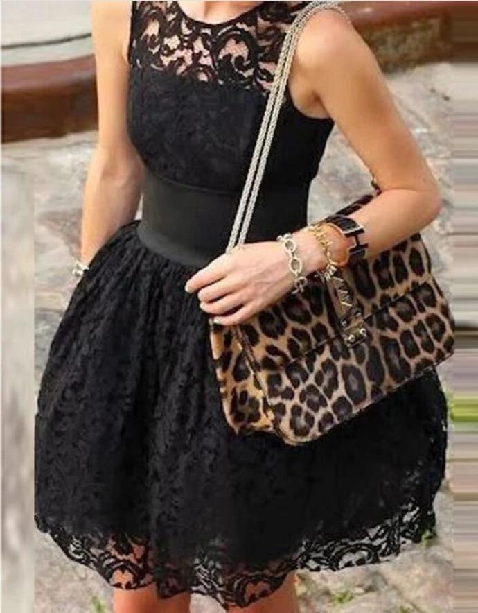 Elegant Lace Black Short Formal Dress Sleeveless Homecoming Dress c2483