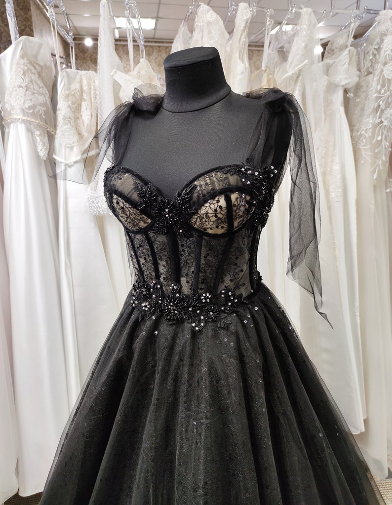 Tulle Black Party Dress Prom Evening Dress C1525