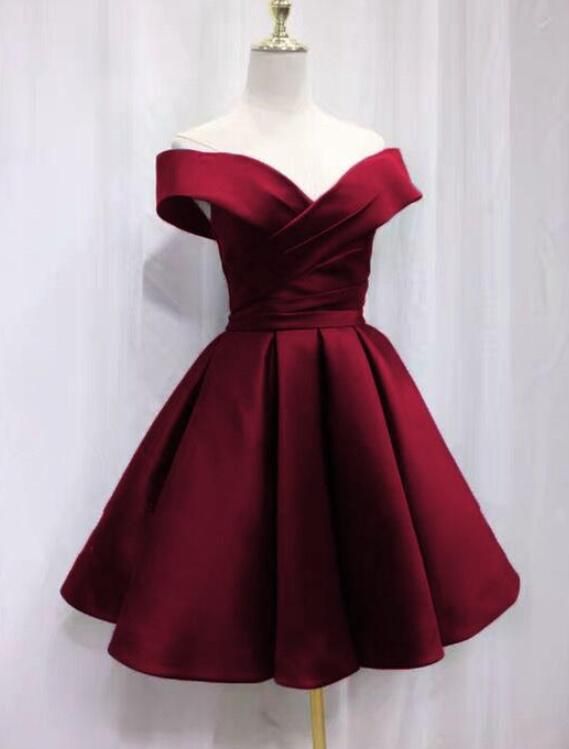 Emerald Green/Burgundy/Blue/Pink Off Shoulder Short Homecoming Dress Girls Junior Short Prom Gown C1132