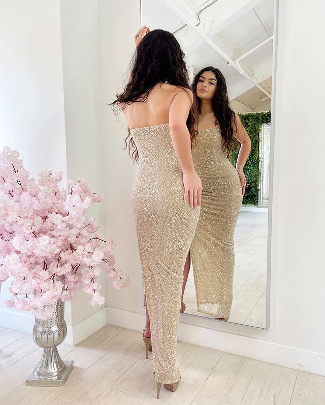 Sexy Mermaid Strapless Party Dress with Split Front C778