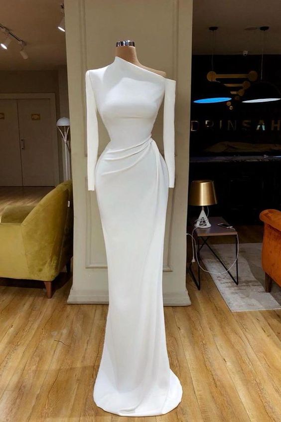 Elegant Long Sleeves Mermaid Prom Dresses Long C1956