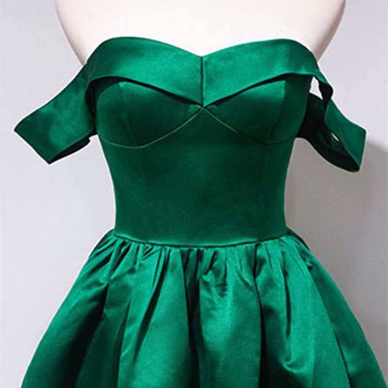 Off Shoulder Hunter Green Short Party Dresses Semi Formal Occasion Evening Gowns Homecoming Dress c2641