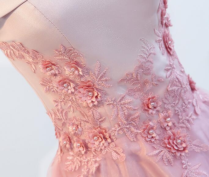 Lovely Off Shoulder Tulle Pink Layers Homecoming Dress, High Low Party Dress c2692