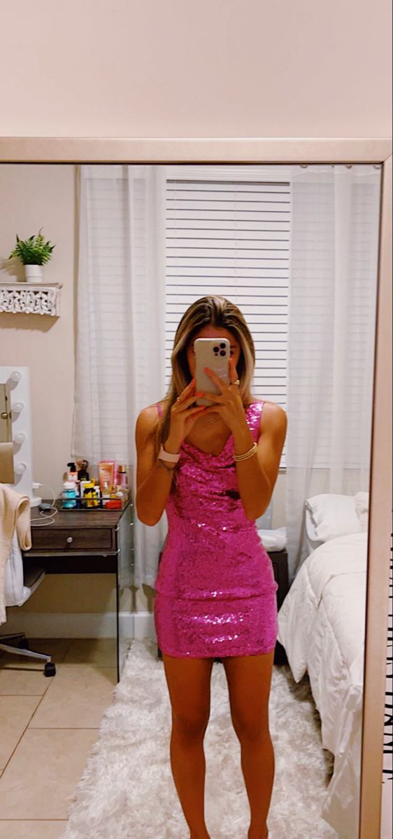 Sequins Fuchisa Short Homecoming Dress Birthday Party Dress c2923