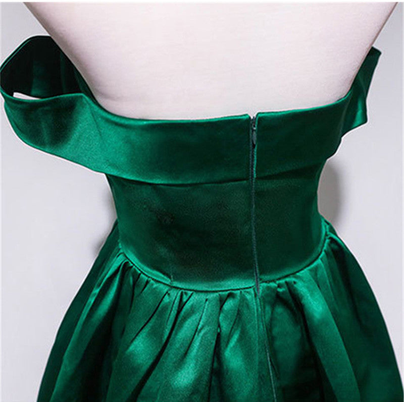 Off Shoulder Hunter Green Short Party Dresses Semi Formal Occasion Evening Gowns Homecoming Dress c2641