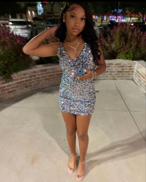 Short Sequins Short Homecoming Dress Gliter Party Dress c2783